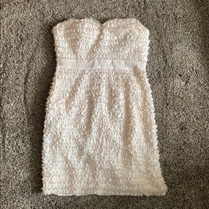 Cream Crinkled Strapless Dress